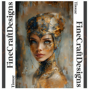 Papier Mousseline Femme Métallique Huile Peinture Découpage Gauche 1