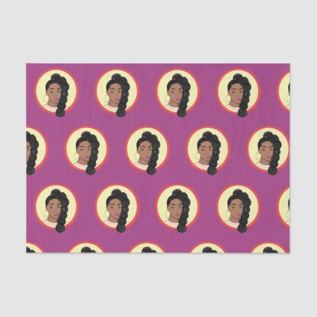 Papier Mousseline Femme noire, Beauté brillante, Ponytail de Puff, R (Recto)