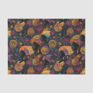 Papier Mousseline Femme Noire Élégante Motif Africain en Couleur Lux