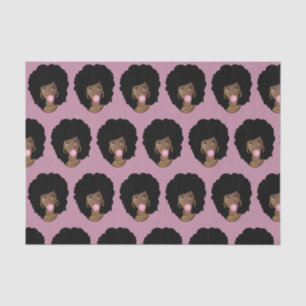 Papier Mousseline Femme noire, gomme à bulle rose croustillante, vio