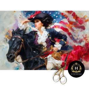 Papier Mousseline Femme patriote révolutionnaire à cheval découpage