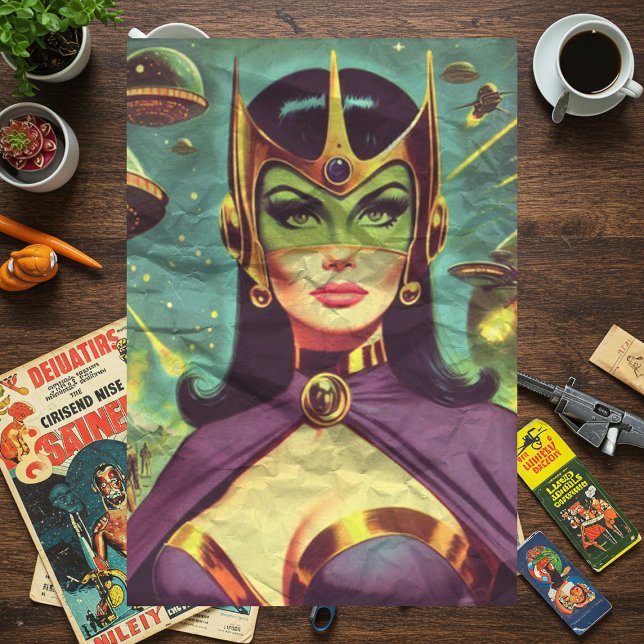 Papier Mousseline Femme rétro Sci-Fi (Créateur téléchargé)