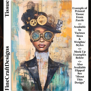 Papier Mousseline Femme Steampunk à peau foncée Collage DK1R Découpa