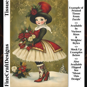 Papier Mousseline Femme victorienne vintage, Top Hat BC9L Découpage