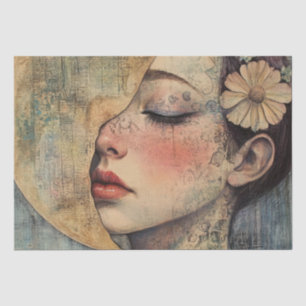 Papier Mousseline Femme Vintage Boho et demi-lune