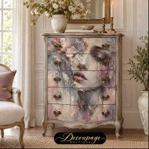 Femme Vintage Fleurs au Pastel Découpage