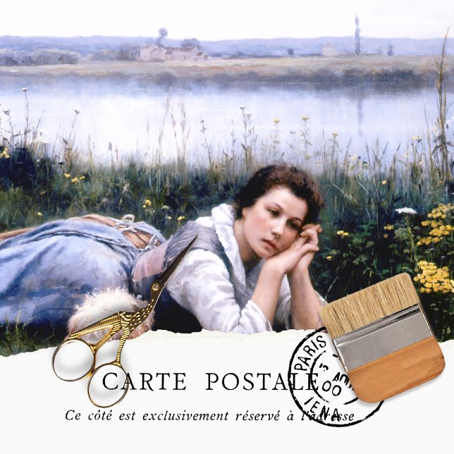 Papier Mousseline Femme vintage France Campagne Tissu Papier (Créateur téléchargé)