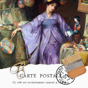 Papier Mousseline Femme Vintage Texture Antique Kimono Violet