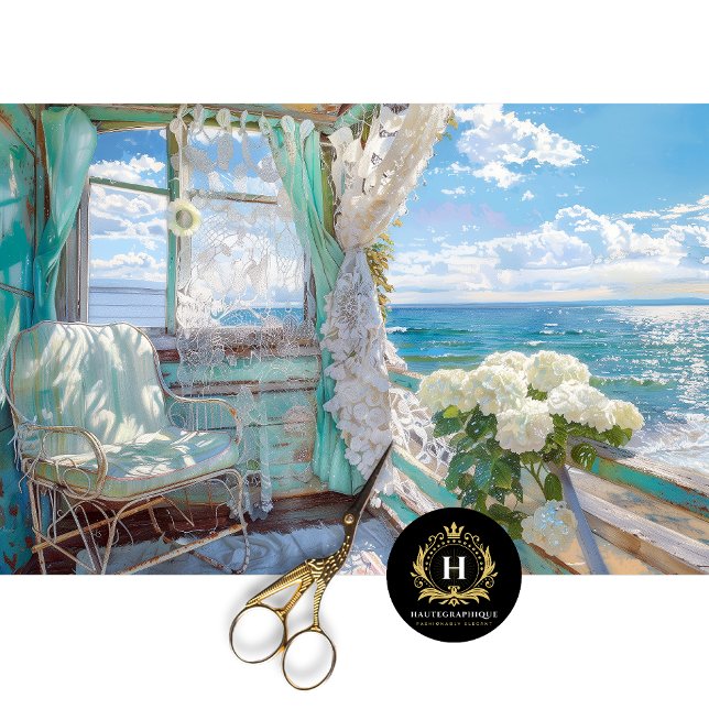 Papier Mousseline Fenêtre romantique en bord de mer Vue Découpage (Créateur téléchargé)