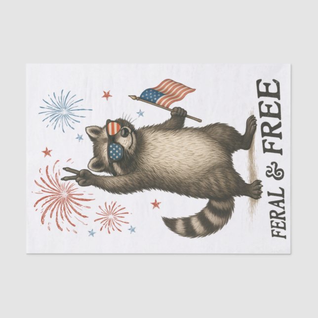 Papier Mousseline Feral Mais Fireworks Gratuit Feral Raccoon 4 juill (Recto)