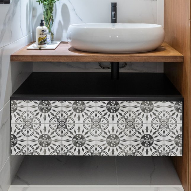 Papier Mousseline Ferme Carrelage rustique noir et blanc (Créateur téléchargé)