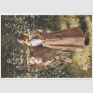 Papier Mousseline Ferme Fille Avec Vache Romantique Farmhouse Scène