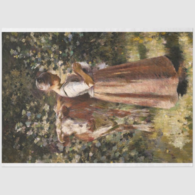 Papier Mousseline Ferme Fille Avec Vache Romantique Farmhouse Scène (Recto)