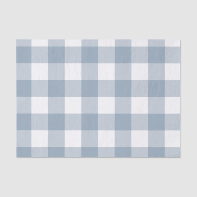 Papier Mousseline Ferme Rustique Bleu Gris Écossais Carré (Recto)