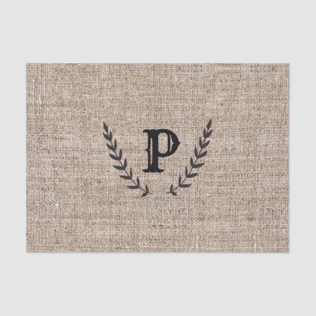 Papier Mousseline Ferme rustique Burlap & Black Botanical Laurel (Recto)
