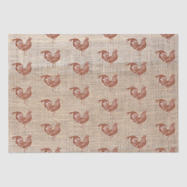 Papier Mousseline Ferme Rustique Burlap Motif de poulet (Recto)
