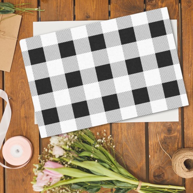 Papier Mousseline ferme rustique fête de plaid de buffle blanc noir (rustic farmhouse black white buffalo plaid party tissue paper)