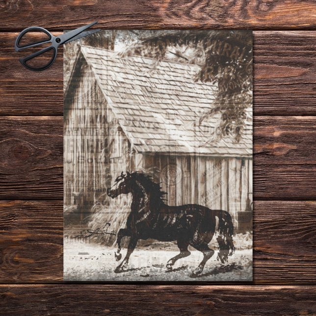 Papier Mousseline Ferme Rustique Grange Cheval Découpage (Créateur téléchargé)