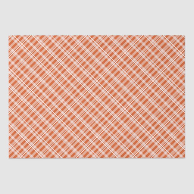 Papier Mousseline Ferme Tartan Orange Chaud Plaid (Recto)