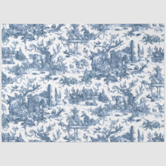 Papier Mousseline Ferme vintage Rustique Français Toile Bleu & Blanc
