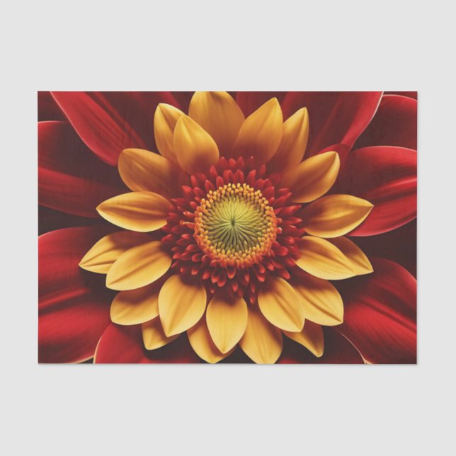 Papier Mousseline Fermer Fleur Rouge Et Jaune (Recto)