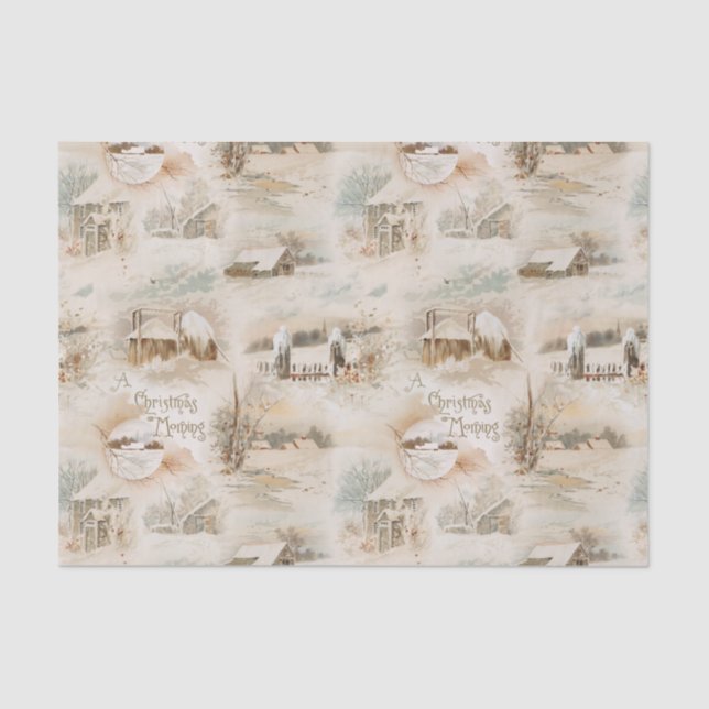 Papier Mousseline Fermes de Noël rustiques en hiver (Recto)