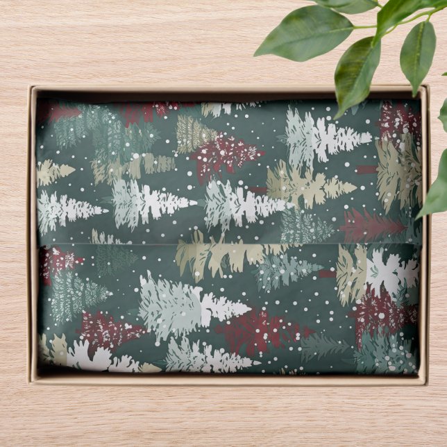 Papier Mousseline Festif Arbres de Noël Vacances hivernales de neige (Créateur téléchargé)