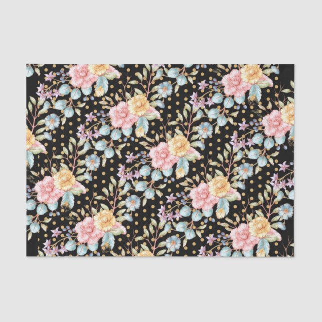 Papier Mousseline Festif Night Blooms (Recto)