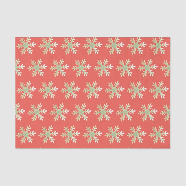 Papier Mousseline Festif Red Snowflake Motif Noël (Recto)