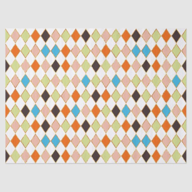 Papier Mousseline Festif Retro Pastel Diamond Motif (Recto)