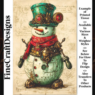 Papier Mousseline Festif Snowman Steampunk Vibe BL1 Decoupage