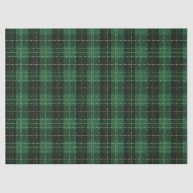 Papier Mousseline Festif Vert hiver Noël Plaid Motif (Recto)