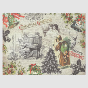 Papier Mousseline Festif Vintage de Noël victorien Père Noël