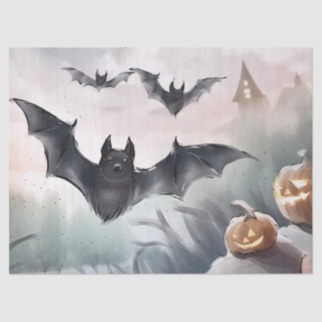 Papier Mousseline Festin Halloween Cadeau Envelopper l'aquarelle (Recto)