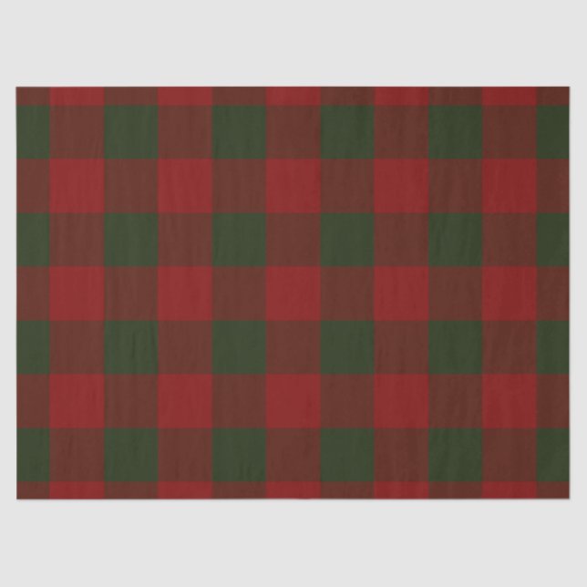 Papier Mousseline Festive rouge et vert plaid emballage de Noël (Recto)
