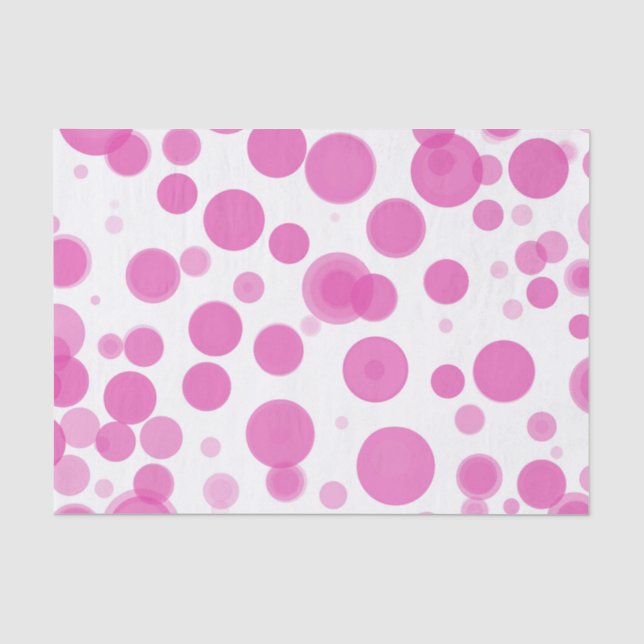 Papier Mousseline Fête Bulles Rose Moderne & Points Blancs (Recto)