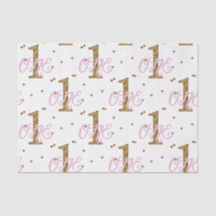 Papier Mousseline Fête d'anniversaire 1 an Confetti Pailletés Rose e