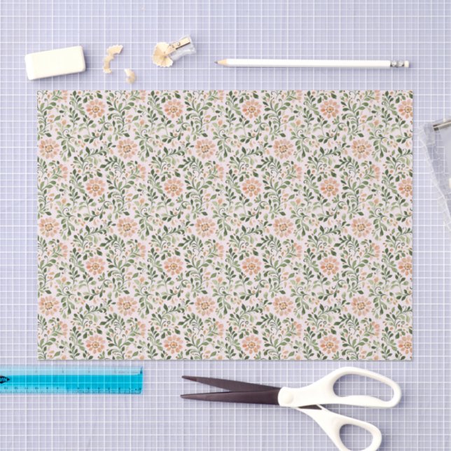 Papier Mousseline Fête d'anniversaire florale chic rose  (Artisanat)