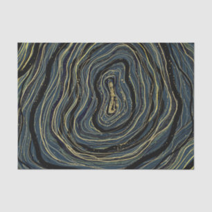 Papier Mousseline Fête d'anniversaire Glam Art Tourbillon Or Bleu