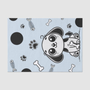 Papier Mousseline Fête d'anniversaire pour chiot os de poisson bleu