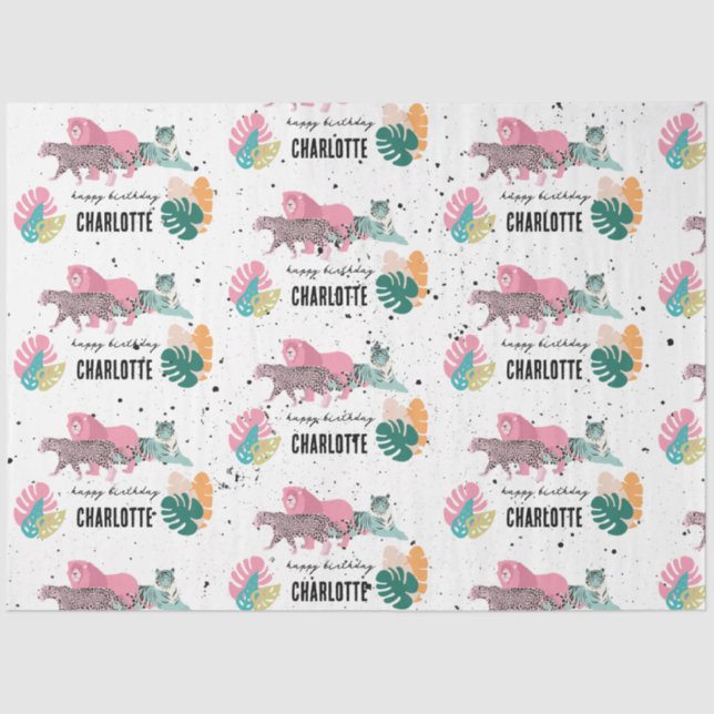 Papier Mousseline Fête d'anniversaire sauvage Jungle Animaux Anniver (Recto)