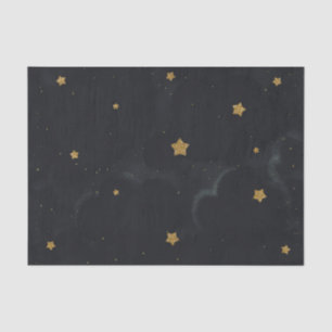 Papier Mousseline Fête de Baby Shower Ciel Nocturne Étoilé Noir Doré
