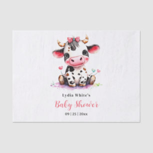 Papier Mousseline Fête de bébé vache minimaliste Rose Fille Baby sho
