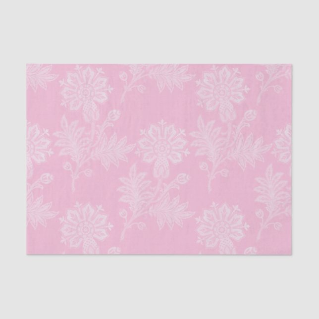 Papier Mousseline Fête de mariage en dentelle florale rose (Recto)