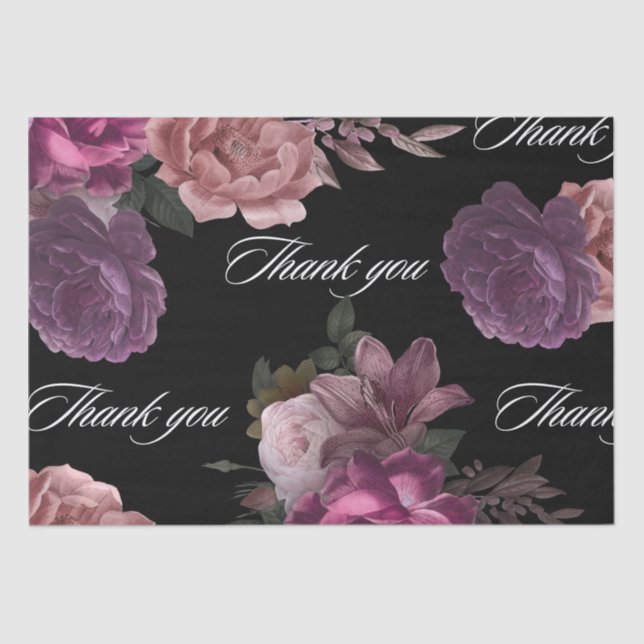 Papier Mousseline Fête de mariage floral aquarelle sombre et orageux (Recto)