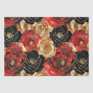 Papier Mousseline Fête de mariage Floral Noir Or