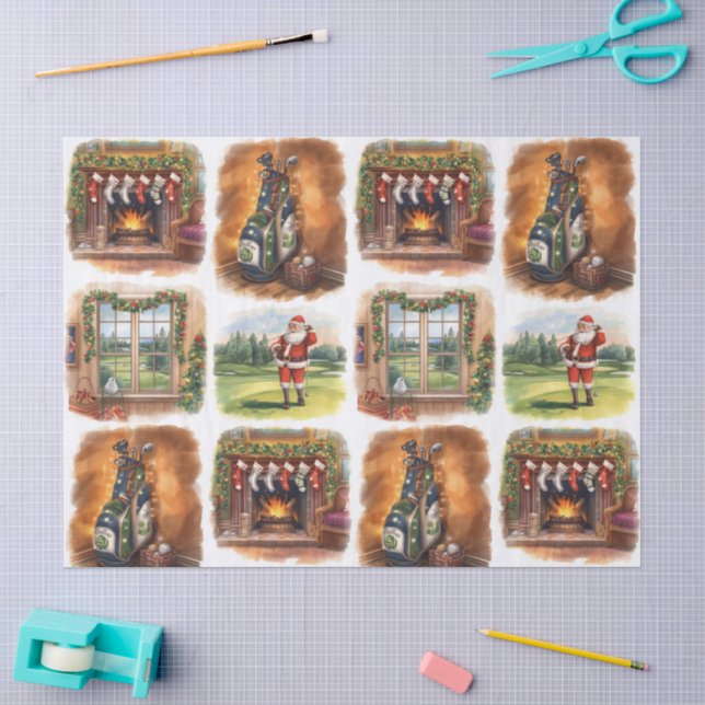 Papier Mousseline Fête de Noël de golf avec thème de golf (Artisanat)