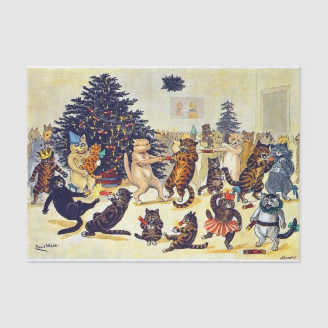 Papier Mousseline Fête de Noël du chat, Louis Wain (Recto)