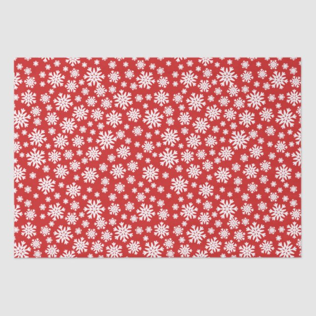 Papier Mousseline Fête de Noël Red White Snowflics (Recto)