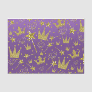 Papier Mousseline Fête de princesse filles pailletée or et pourpre r